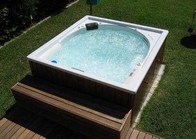wooden deck spa bath