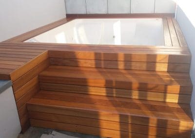 wooden deck jacuzzi
